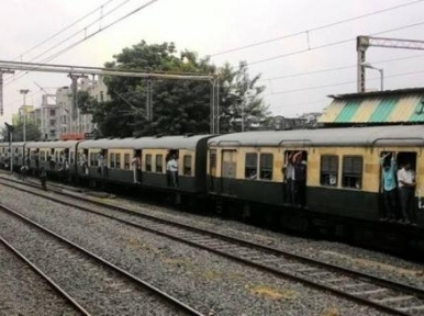 Rail line being constructed over Padma bridge