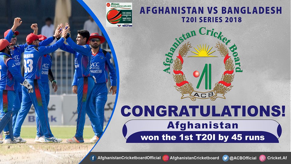 Afghanistan beat Bangladesh by 45 runs in first T20 International 