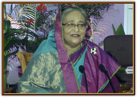 Sheikh Hasina interacts with village people