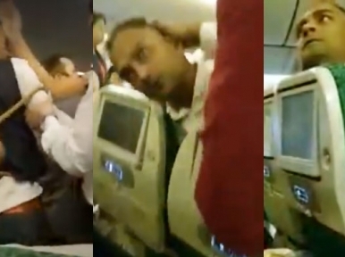 Drunk man disturbs flight travel for people