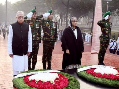 PM Hasina pay tribute on martyr monuments 