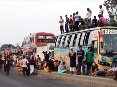 Traffic jam on Dhaka-Tangail highway
