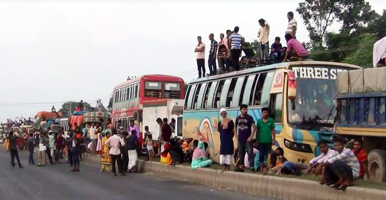 Traffic jam on Dhaka-Tangail highway