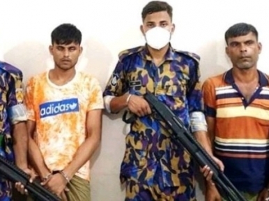 Three Rohingyas held with arms and yaba pills