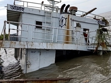 Ship capsizes in Meghna