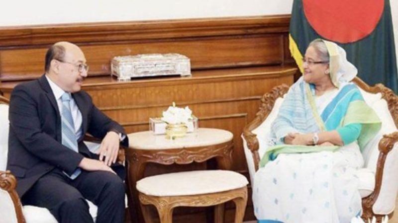 India's Foreign Secretary Harsh Vardhan Shringla meets PM Hasina