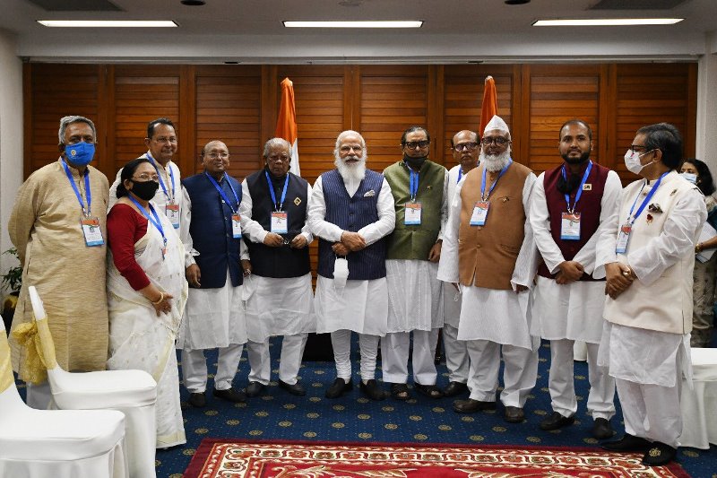 14 party leaders meet Modi