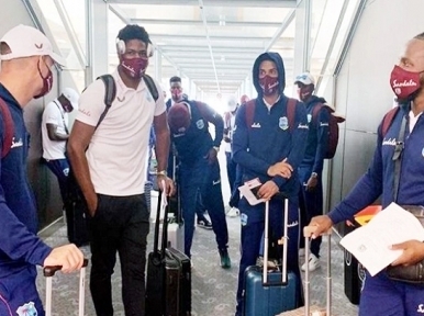 West Indies team reach Dhaka
