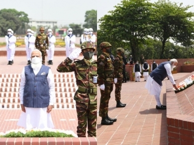 Indian PM Modi pays tribute to martyrs of Liberation War, plants sapling