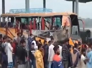 Faridpur toll plaza bus collision kills three