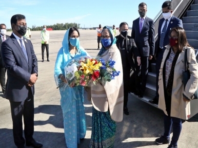PM Hasina, aides leave USA for Bangladesh, to arrive on Friday night