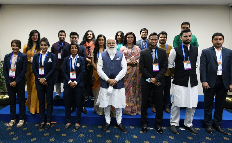 Indian PM Modi meets young Bangladeshi achievers