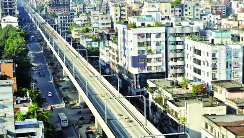 11.73 kms of Dhaka Metro Rail viaduct visibile