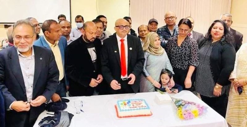 An exchange of views organized by Bangabandhu Parishad in Vancouver, Canada on Tuesday and a celebration of the 75th birthday of Prime Minister Sheikh Hasina. Photo: Collected.
