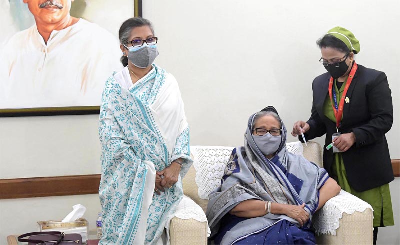 PM Sheikh Hasina takes COVID-19 vaccine