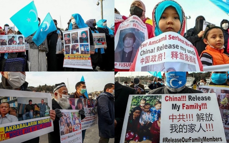 Uighurs protest in front of the Chinese embassy in Turkey