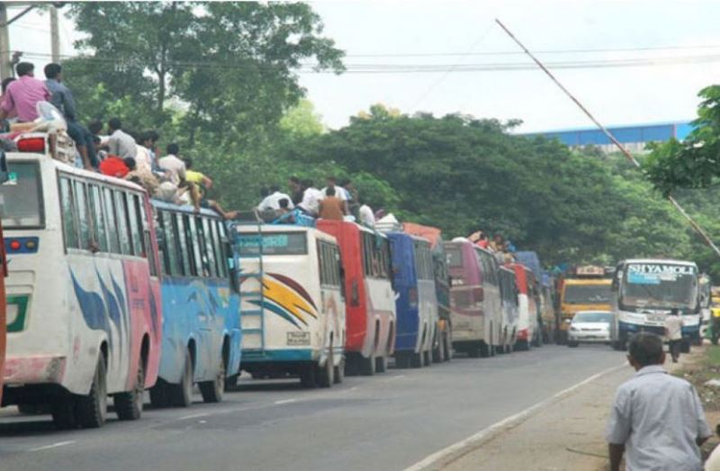 Heavy traffic jam on Dhaka-Tangail highway