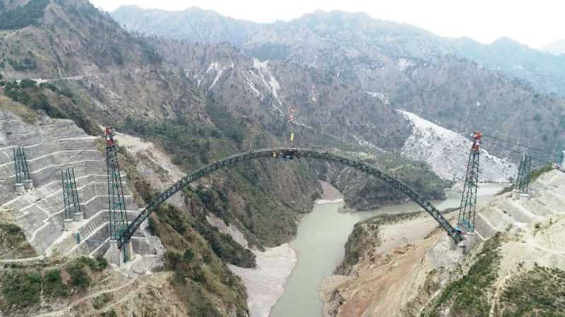 The 1315-metre-long Chenab Railway Bridge will connect Bakkal in Katra and Kauri in Srinagar. Photo: Konkan Railway
