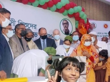 শিশুদের মধ্যে প্রথম টিকা নিলো নীধি নন্দিনী