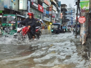 Barishal city submerged due to continuous rainfall
