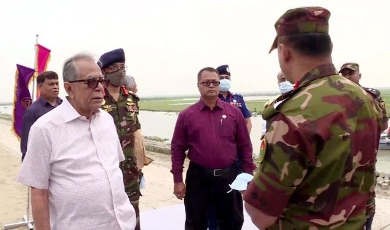 President visits under-construction cantonment in Kishoreganj