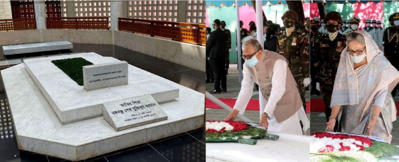 President, Prime Minister pay homage at the Mausoleum of Bangabandhu in Tungipara