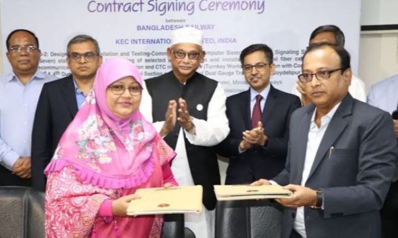 Agreement signed with India's KEC International Ltd for construction of 3rd and 4th dual gauge track on Dhaka-Tongi section