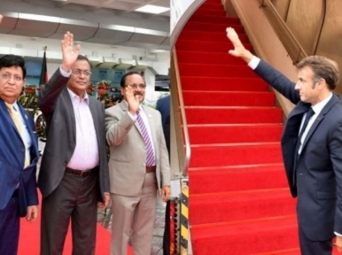 French President Emmanuel Macron leaves Dhaka after official visit