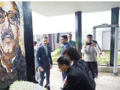 Indian High Commissioner pays tribute to Bangabandhu's portrait