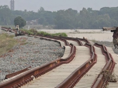 Flood damaged Chittagong-Cox's Bazar new railway line