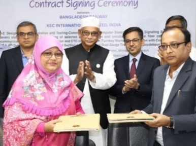 Agreement signed with India's KEC International Ltd for construction of 3rd and 4th dual gauge track on Dhaka-Tongi section