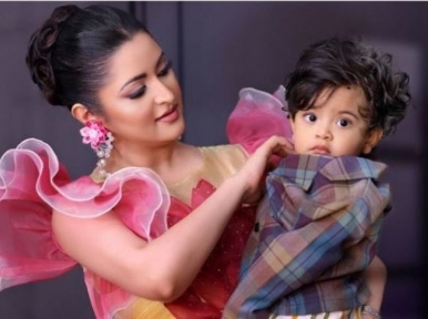 Razz returns home to celebrate son's birthday, wife Porimoni gives him the cold shoulder