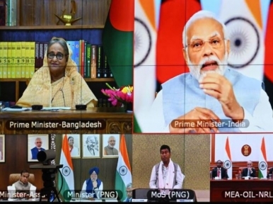 Prime Minister Sheikh Hasina and Indian counterpart Narendra Modi inaugurate the Bangladesh-India Friendship Pipeline