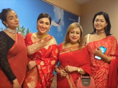Apu Biswas watches 'Laal Saree' with everyone