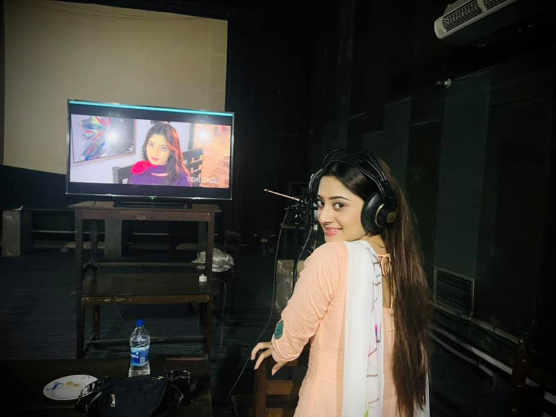 Actress Puja Cherry starts dubbing for upcoming project Hridita
