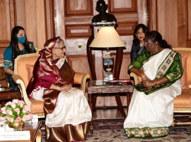 PM Sheikh Hasina calls on Indian President Droupadi Murmu in Delhi