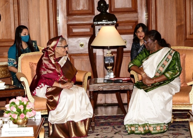 PM Sheikh Hasina calls on Indian President Droupadi Murmu in Delhi