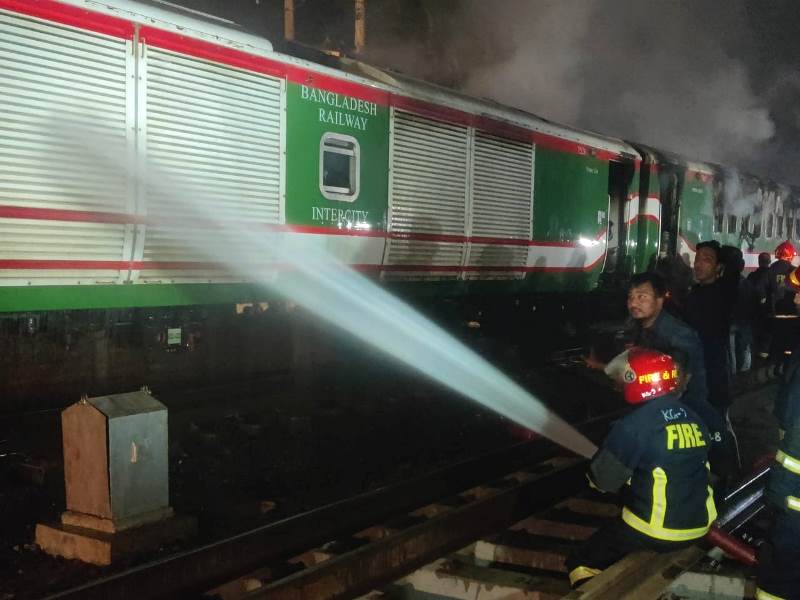 At least 4 killed in suspected arson attack on Benapole Express in Dhaka's Gopibagh